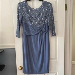 Elegant Blue Lace Dress